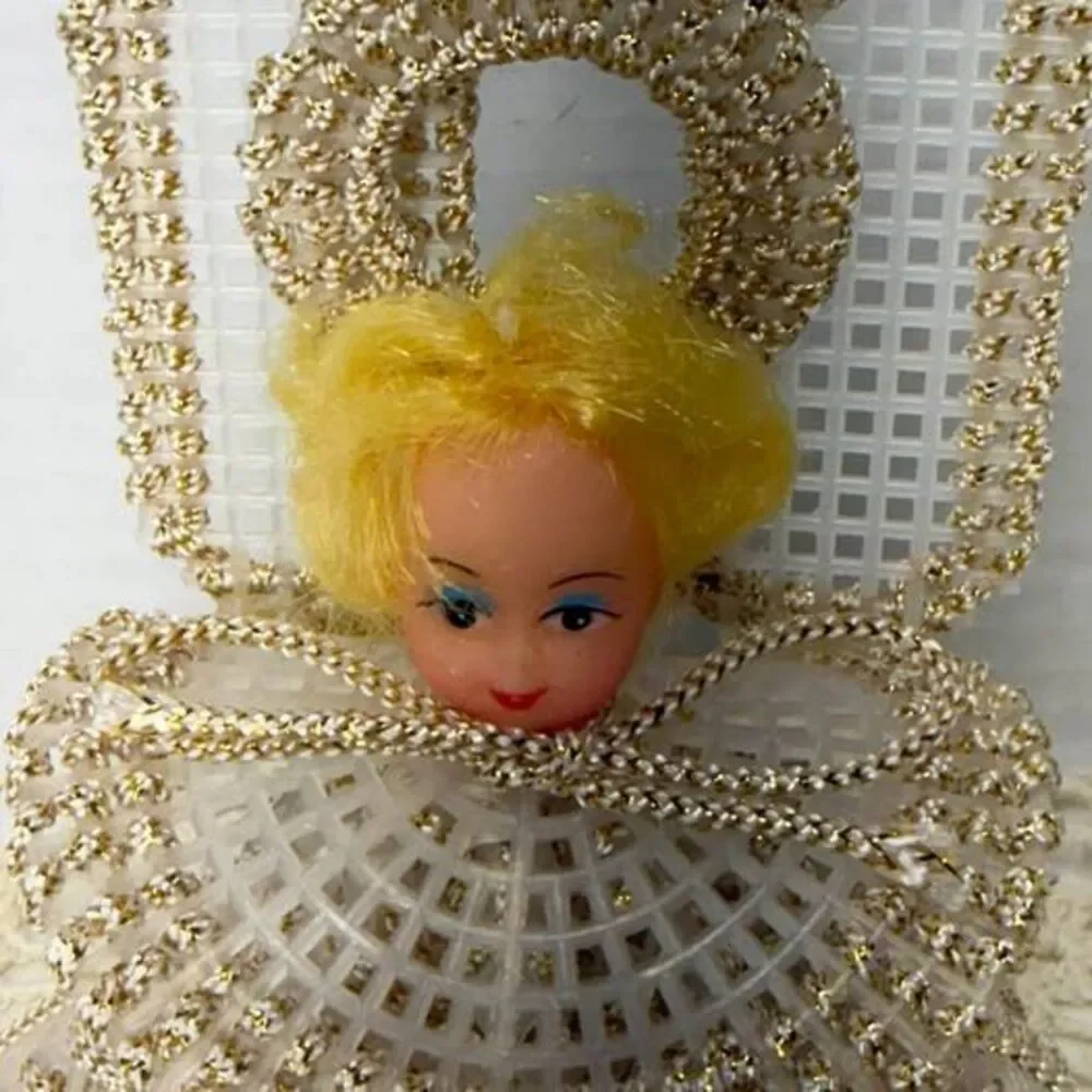 Vintage Handmade Plastic Canvas Angel Tree Topper